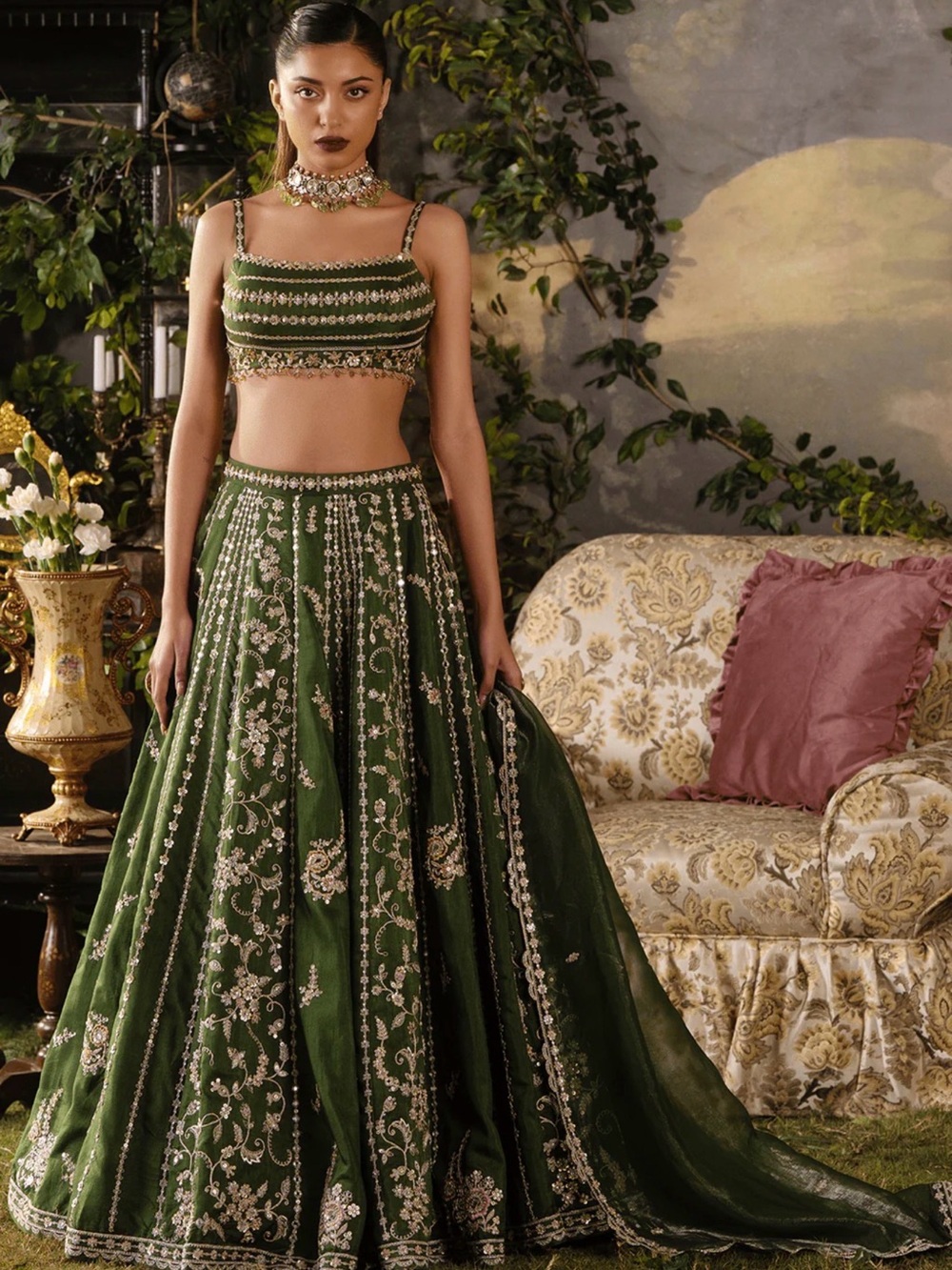 Green Indian Wedding Lehenga